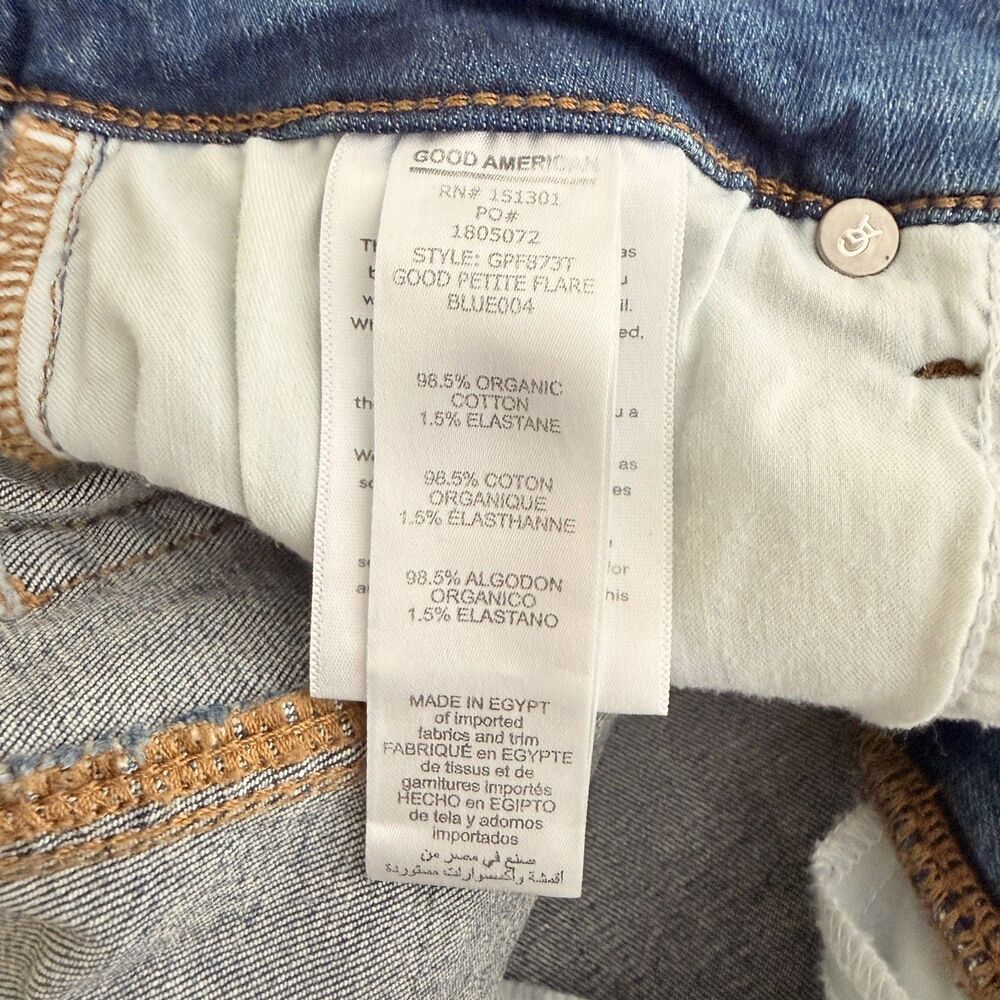 Good American Jeans Women’s 6/28 Blue Good Petite Flare Mid Rise Stretch Denim - Picture 6 of 10